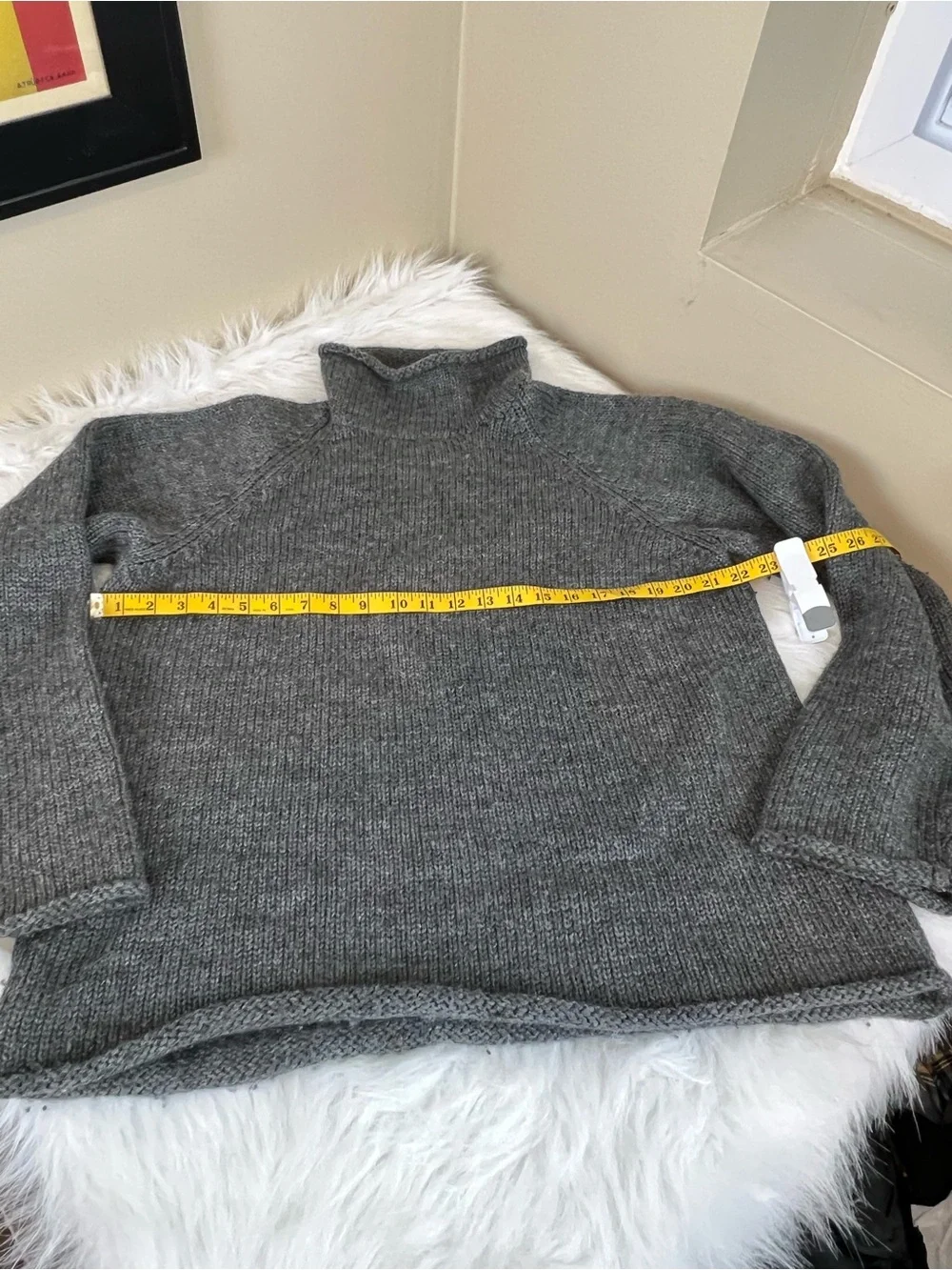 Vintage J Crew Oarsman roll neck wool sweater Heather grey large